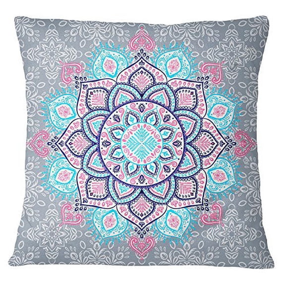 S4Sassy Decorative Blue Square Cushion Cover Case Pillow Throw Mandala Print -12 x 12 Inches