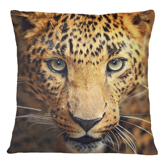 S4Sassy Decorative Brown Leopard Face Digital Print Pillow Case Cushion Cover -12 x 12 Inches