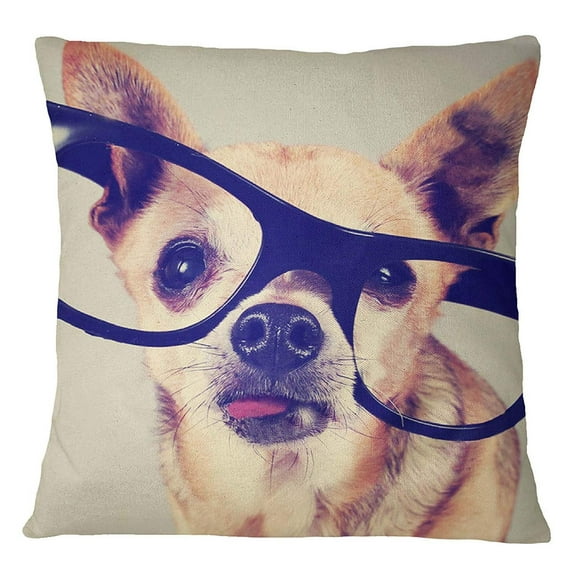 S4Sassy Decorative Chihuahua Dog Face Digital Print Multicolor Pillow Cushion Cover -14 x 14 Inches