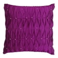 thumbnail image 1 of S4Sassy Decorative Handmade Cushion Cover Magenta Dupion SIlk Beaded Pillow Case Square Throw 12 x 12, 1 of 5