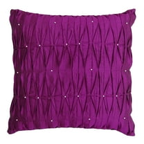 S4Sassy Decorative Handmade Cushion Cover Magenta Dupion SIlk Beaded Pillow Case Square Throw 12 x 12