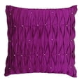 thumbnail image 1 of S4Sassy Decorative Handmade Cushion Cover Magenta Dupion SIlk Beaded Pillow Case Square Throw 18 x 18, 1 of 5
