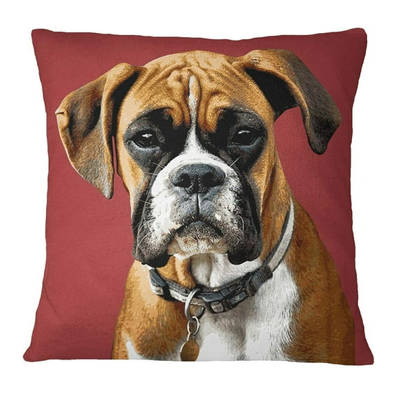 S4Sassy Decorative Red Boxer Dog Digital Print Pillow Square Cushion Cover -12 x 12 Inches