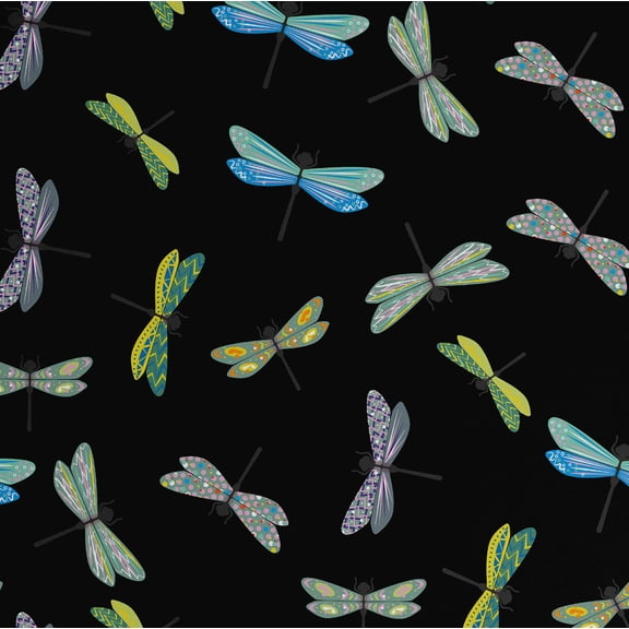 S4Sassy Dragonfly Print Wallpaper - Animal Theme Removable Walls Covering, 25" x 60" Self-Adhesive Vinyl Wall Paper, Decorative Wallwrap, Easy DIY Walls Covering For Bedroom, Living Room - Black