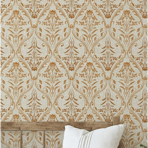 S4Sassy Elegant Floral Arch Wallpaper Brown Walls Covering, 25" x 120" Self-Adhesive Vinyl Wall Paper, Walls Wrap, Easy DIY Wall Covering For Farmhouse Bedroom, Living Room, Cabinets, Living Spaces