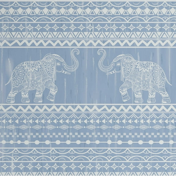 S4Sassy Elephant Tribal Wallpaper - Asian Style Wall Covering, 25" X 120" Self-Adhesive Vinyl Walls Paper, Decorative Wallwrap, Easy Diy Walls Covering For Bedroom, Living Room, Living Spaces - Blue