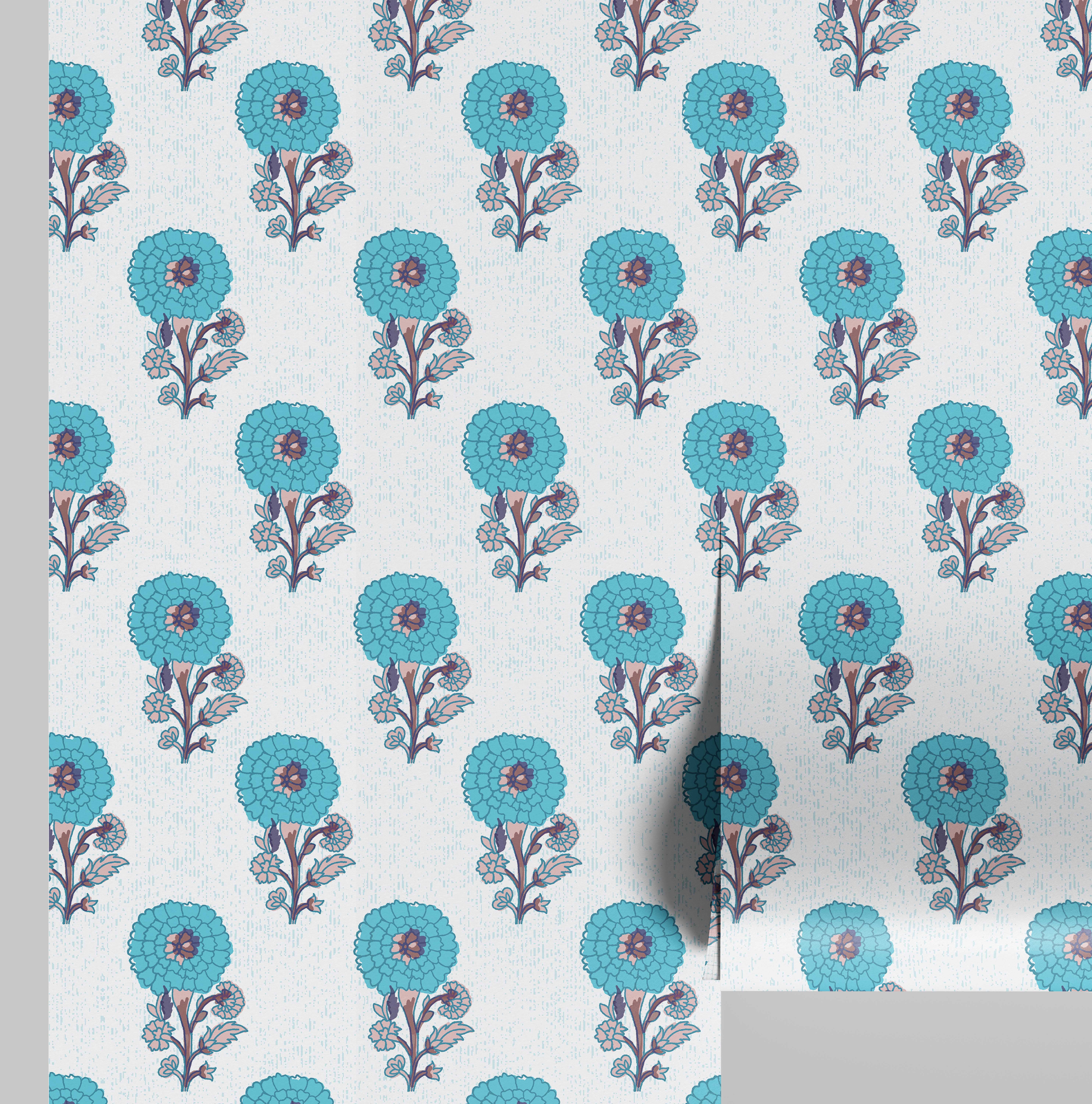 S4Sassy Floral Blossom Bunch Wallpaper - White Asian Style Wall ...