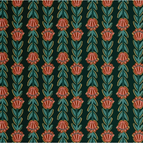 S4Sassy Floral Stripes Wallpaper - Green Walls Covering, 25" x 120" Self-Adhesive Vinyl Wall Paper, Wallwrap, Easy DIY Walls Covering For Boho aesthetic wall decor, Living Room, Living Spaces