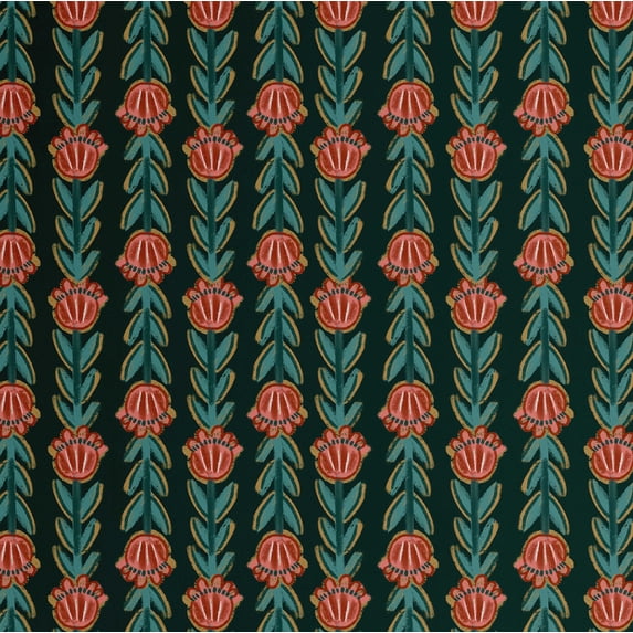 S4Sassy Floral Stripes Wallpaper - Green Walls Covering, 25" x 120" Self-Adhesive Vinyl Wall Paper, Wallwrap, Easy DIY Walls Covering For Boho aesthetic wall decor, Living Room, Living Spaces
