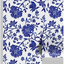 S4Sassy Floral Vine Wallpaper - Blue Wall Covering, 25" x 120" Self-Adhesive Vinyl Wall Paper, Decorative Walls Wrap, Easy DIY Walls Covering For Bedroom, Living Room, Living Space