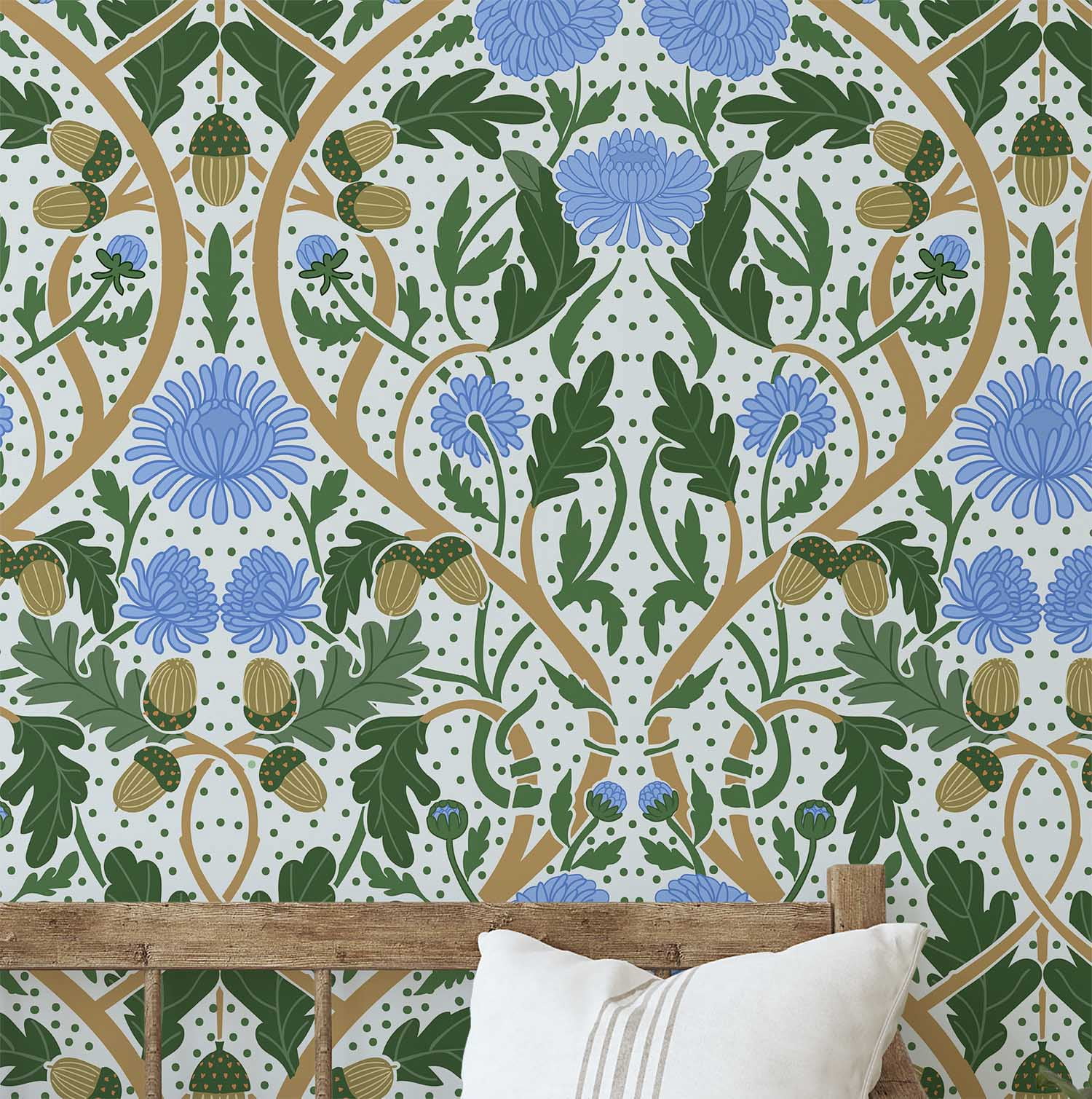 S4Sassy Floral Wallpaper - Green Wall Covering, 25