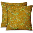 thumbnail image 1 of S4Sassy Gold Velvet Palm Sofa Cushion Case Home Decorative Square Pillow Cover Throw 2Pcs-16 x 16 Inches, 1 of 5