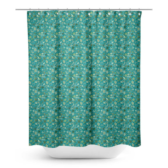 S4Sassy Green Cabbage Leaves Printed Bathroom Curtain Waterproof Shower Drapes-60 x 75 Inch