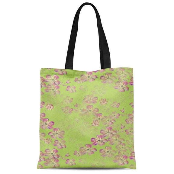 S4Sassy Green Poppy Anemone Floral Printed Re-Usable Tote Bag Women Shoulder Handbag Travel Shopping Bag 16x12 Inches