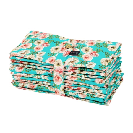 S4Sassy Green Ranunculus With Bunch Floral Tea Napkins Dinner Napkins Printed Holiday Tablecloth Kitchen Napkins