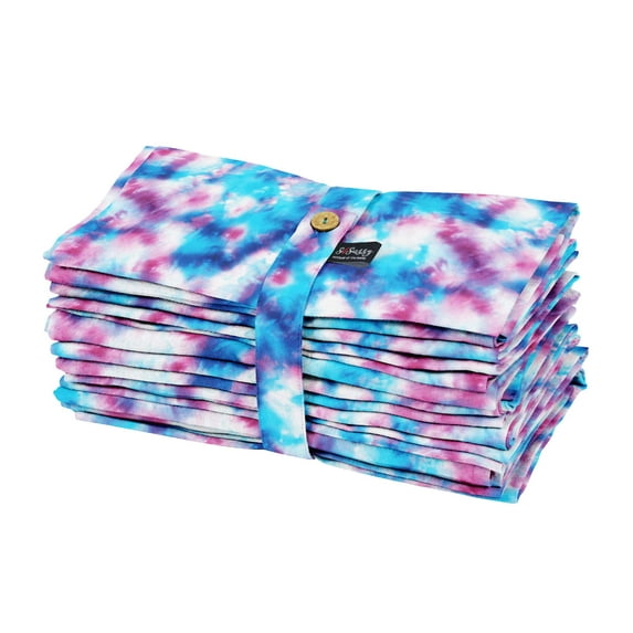 S4Sassy Green Rays Tie-Dye Printed Dinner Party Table Napkins Cloth Cotton Dinner Cocktail Napkins