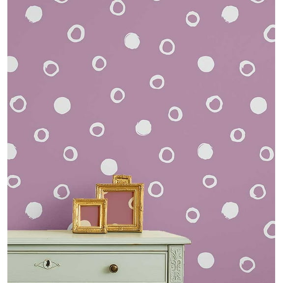 S4Sassy Hand-Drawn Polka Dot Wallpaper- Mauve Wall Covering, 25" X 60" Self-Adhesive Plain Vinyl Wallpaper, Wallwrap, Easy Diy Wall Covering For Kids Bedroom, Room Decor, Playroom