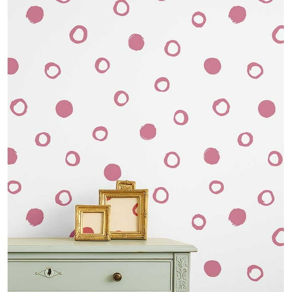 S4Sassy Hand-Drawn Polka Dot Wallpaper- Pink Wall Covering, 25" X 240" Self-Adhesive Plain Vinyl Wallpaper, Wallwrap, Easy Diy Wall Covering For Kids Bedroom, Room Decor, Playroom