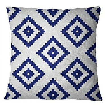 S4Sassy Home Decor Blue Ikat Print Pillow Case Decorative Square Cushion Cover Throw-18 x 18 Inches