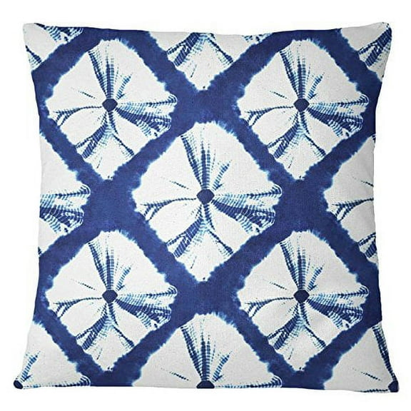 S4Sassy Indian Cushion Cover Throw Pillow Case Blue Shibori Print Square Pillow Cover Decor-14 x 14 Inches