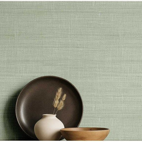 S4Sassy Linen Texture Wallpaper - Green Wall Covering, 25" X 60" Self-Adhesive Plain Vinyl Wall Paper, Walls Wrap, Urban Loft Wallpaper For Studios, Workspaces, Living Rooms