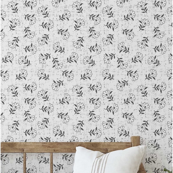 S4Sassy Mini Floral Wallpaper- Asian Style Wall Covering, 25" X 60" Self-Adhesive Plain Vinyl Wallpaper, Decorative Wallwrap, Easy Diy Wall Covering For Bedroom, Living Room, Living Spaces- White