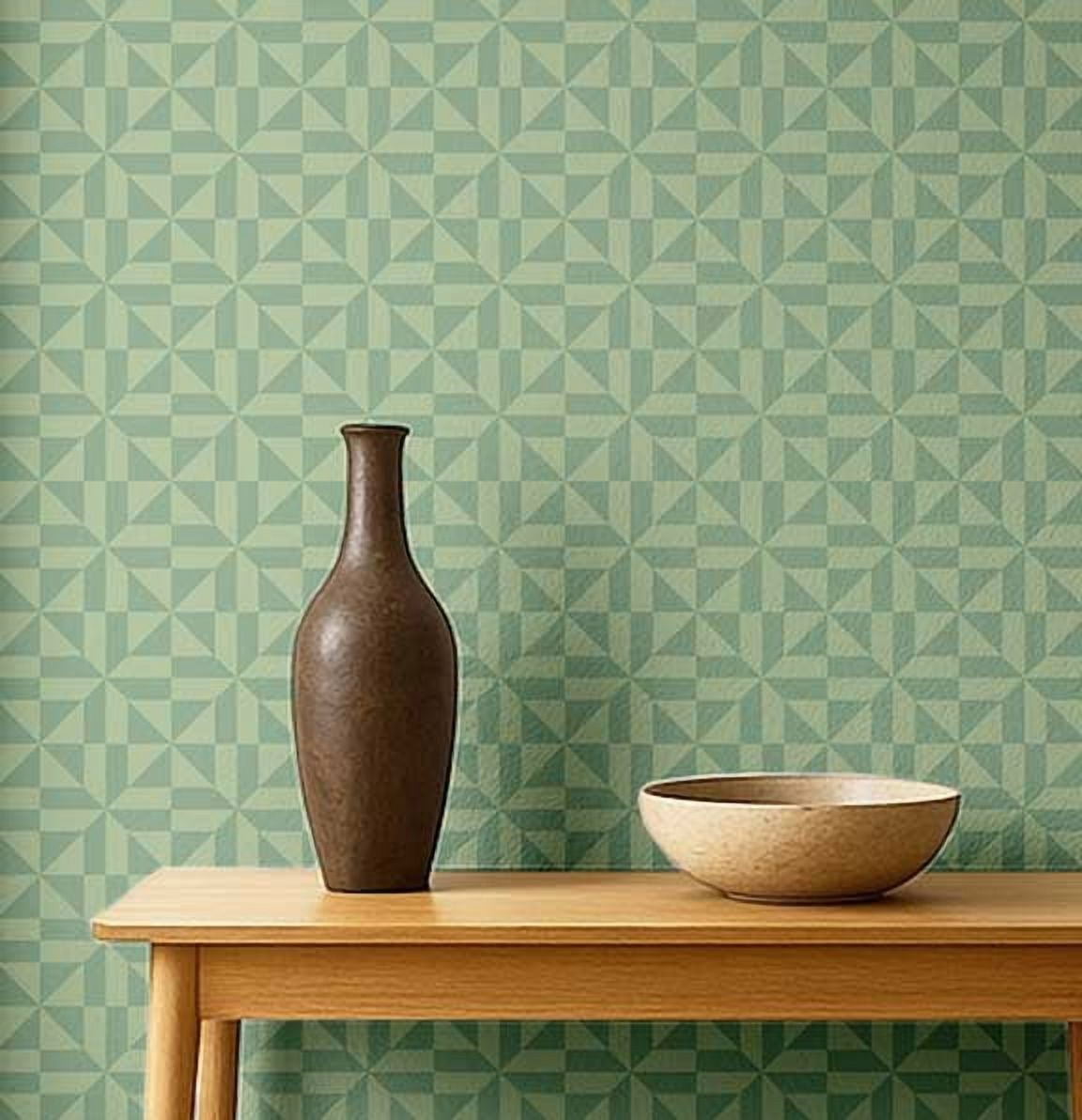 S4Sassy Modern Geometric Checkered Wallpaper - Green Wall Covering, 25 ...