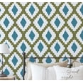 thumbnail image 1 of S4Sassy Modern Ikat Diamond Wallpaper- Blue Bohemian Wall Covering, 25" X 120" Self-Adhesive Textured Vinyl Walls Paper, Decorative Wallwrap, Easy Diy Walls Covering For Bedroom, Living Space, 1 of 9