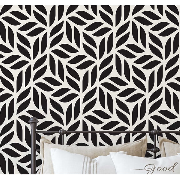 S4Sassy Modern Leaf Pattern Wallpaper - Black Wall Covering, 25" x 120" Self-Adhesive Textured Vinyl Wallpaper, Decorative Walls Wrap, Easy DIY Wall Covering For Bedroom, Cabinets, Living Spaces