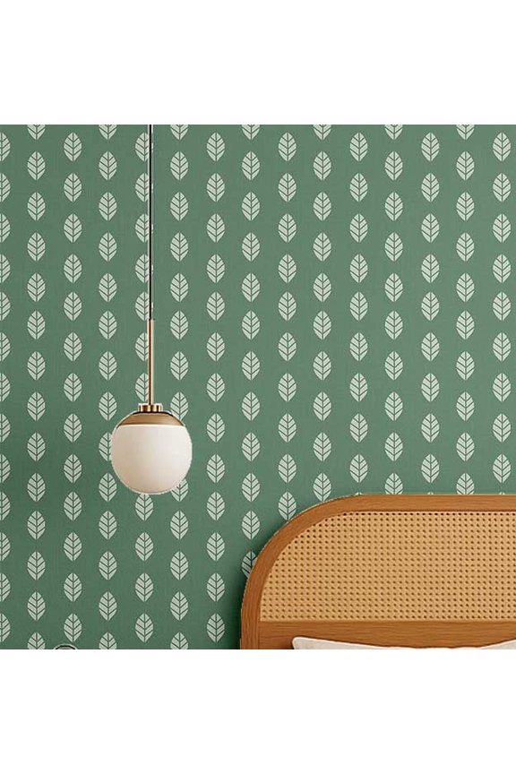 Modern Leaf Wallpaper Green Walls Covering, 25" x 120" Self-Adhesive Vinyl Wall Paper, Decorative Wallwrap, Easy DIY Wall Covering For Bedroom, Cabinets, Living Spaces