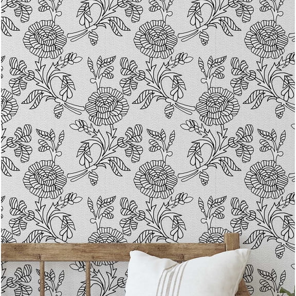 S4Sassy Modern Line Art Botanical Wallpaper - White Bohemian Wall Covering, 25" X 240" Self-Adhesive Textured Vinyl Wallpaper, Decorative Wallwrap, Easy Diy Wall Covering For Bedroom, Cabinets