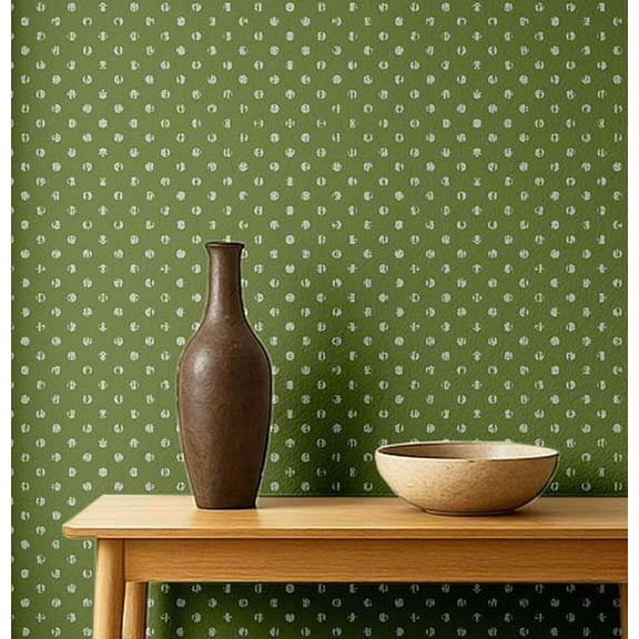 S4Sassy Modern Minimal Dot Wallpaper - Green Wall Covering, 25" x 60" Self-Adhesive Textured Vinyl Wall Paper, Decorative Wallwrap, Easy DIY Walls Covering For Bedroom, Cabinets, Living Spaces