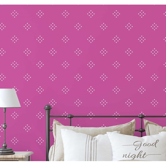 S4Sassy Modern Polka Dotted Diamond Wallpaper- Pink Bohemian Wall Covering, 25" X 60" Self-Adhesive Vinyl Walls Paper, Decorative Wallwrap, Easy Diy Walls Covering For Bedroom, Living Spaces