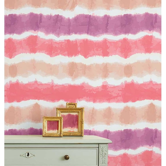 S4Sassy Modern Watercolor Striped Wallpaper - Multicolor Bohemian Wall Covering, 25" X 60" Self-Adhesive Plain Vinyl Wallpaper, Decorative Wallwrap, Easy Diy Wall Covering For Bedroom, Cabinets