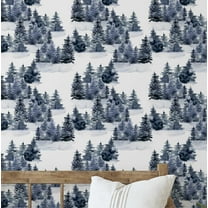 S4Sassy Modern Winter Jungle Wallpaper - Blue Wall Covering, 25" X 120" Self-Adhesive Plain Vinyl Wallpaper, Decorative Wallwrap, Easy Diy Wall Covering For Bedroom, Cabinets, Living Spaces