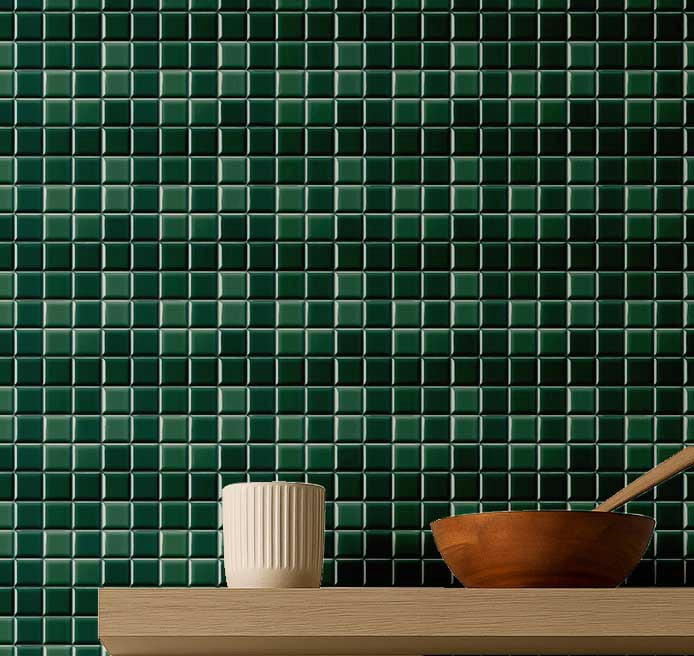 Image showcasing S4Sassy Mosaic Tile Pattern Wallpaper - Green Wall Covering, 25