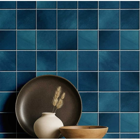 S4Sassy Mosaic Tile Pattern Wallpaper - Teal Wall Covering, 25" X 240" Self-Adhesive Textured Vinyl Wall Paper, Walls Wrap, Stylish Wallpaper For Bedroom, Closet, Office, Makeup Room