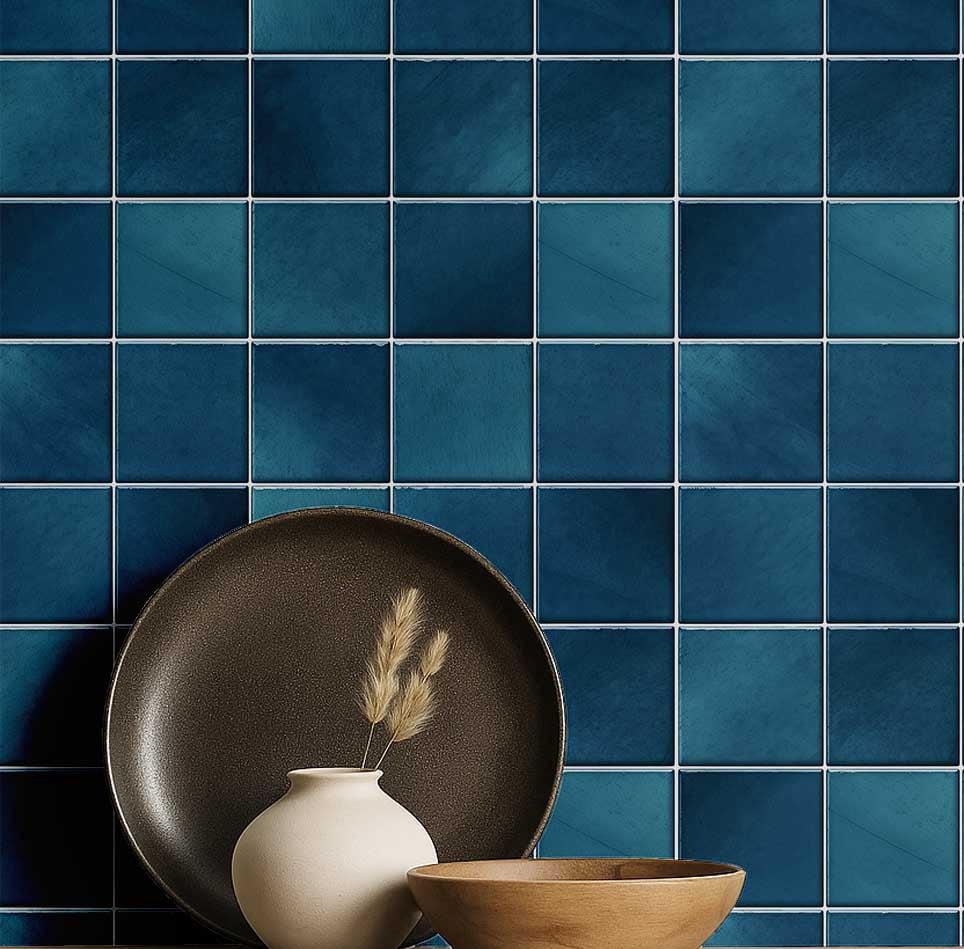 S4Sassy Mosaic Tile Pattern Wallpaper - Teal Wall Covering, 25" X 60" Self-Adhesive Plain Vinyl Wall Paper, Walls Wrap, Stylish Wallpaper For Bedroom, Closet, Office, Makeup Room