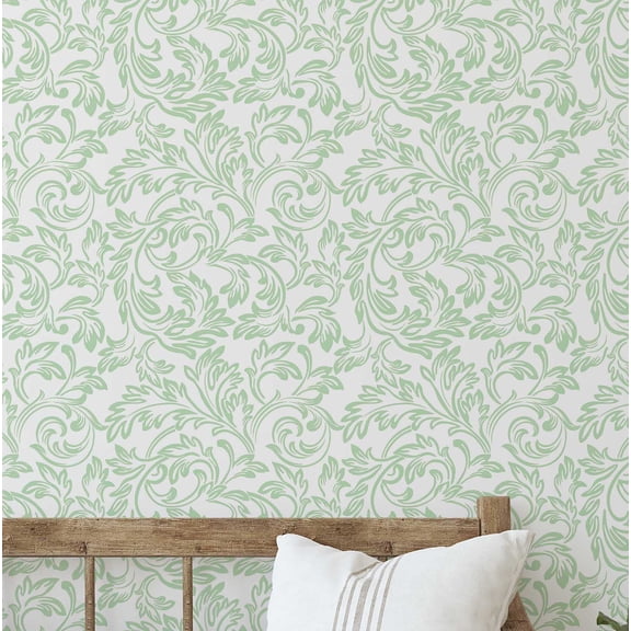 S4Sassy Nature-Inspired Waterproof Wall Wrap, Plain Finish Wallcover, Classic Motif Leaf Print Contact Paper For Walls, Cabinets, Dresser, Self Adhesive Vinyl Wallpaper Roll- Green (25"X60")