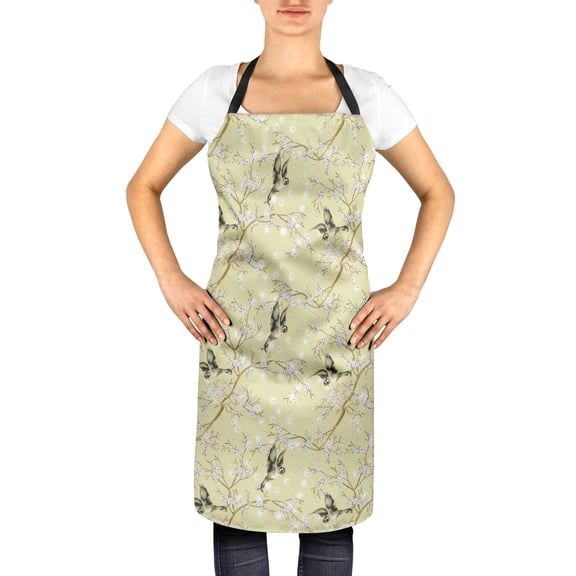S4Sassy Orange Blossom & Goldfinch Bird Bib Kitchen Apron with Adjustable Belt For Cooking Chef Bib-24 x 32 Inches