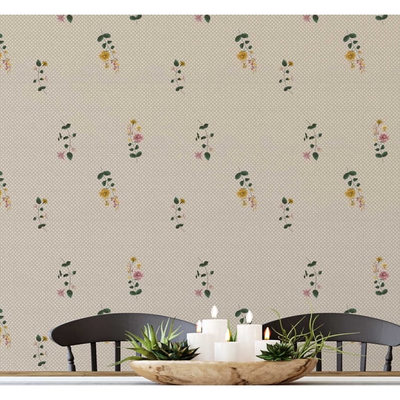 S4Sassy Ornamental Forest Wallpaper - Beige Wall Covering, 25" x 240" Self-Adhesive Wallpaper, Wall Wrap, Easy DIY Decor For Farmhouse Bedroom, Living Room, Cabinets, Living Spaces