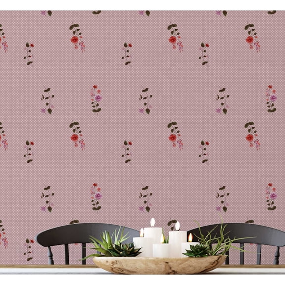 S4Sassy Ornamental Forest Wallpaper - Pink Wall Covering, 25" x 240" Self-Adhesive Textured Vinyl Wallpaper, Wall Wrap, Easy DIY Decor For Farmhouse Bedroom, Living Room, Cabinets, Living Spaces