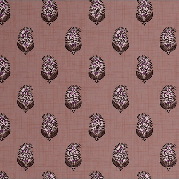 S4Sassy Paisley Block Print Wallpaper - Asian Style Wall Covering, 25" X 60" Self-Adhesive Plain Vinyl Wallpaper, Decorative Wallwrap, Easy Diy Wall Covering For Bedroom, Living Room - Brown