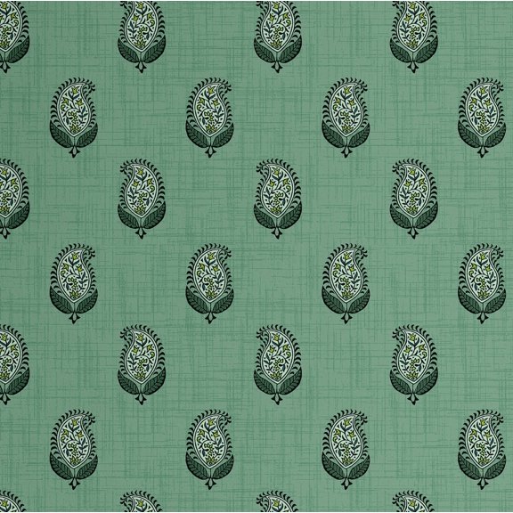 S4Sassy Paisley Block Print Wallpaper - Asian Style Wall Covering, 25" X 60" Self-Adhesive Plain Vinyl Wallpaper, Decorative Wallwrap, Easy Diy Wall Covering For Bedroom, Living Room - Green