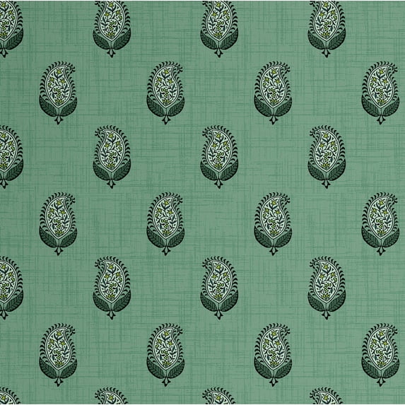 S4Sassy Paisley Block Print Wallpaper - Asian Style Wall Covering, 25" X 60" Self-Adhesive Textured Vinyl Wallpaper, Decorative Wallwrap, Easy Diy Wall Covering For Bedroom, Living Room - Green