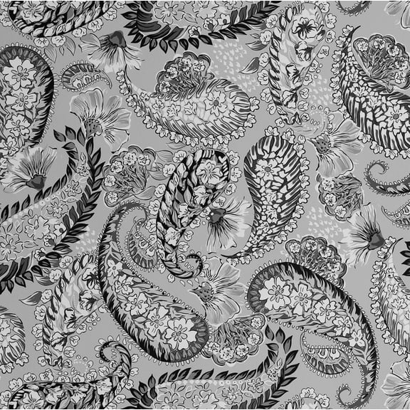 S4Sassy Paisley & Floral Wallpaper - Asian Style Wall Covering, 25" X 120" Self-Adhesive Vinyl Walls Paper, Decorative Wallwrap, Easy Diy Walls Covering For Bedroom, Living Room - Gray