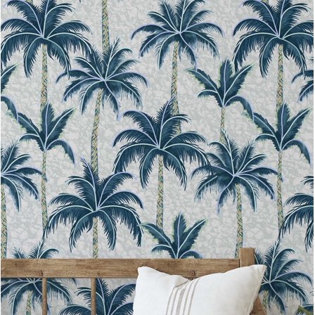 S4Sassy Palm Tree Wallpaper - Teal Wall Covering, 25" X 120" Self-Adhesive Plain Vinyl Wallpaper, Decorative Wallwrap, Easy Diy Wall Covering For Bedroom, Living Room, Living Space