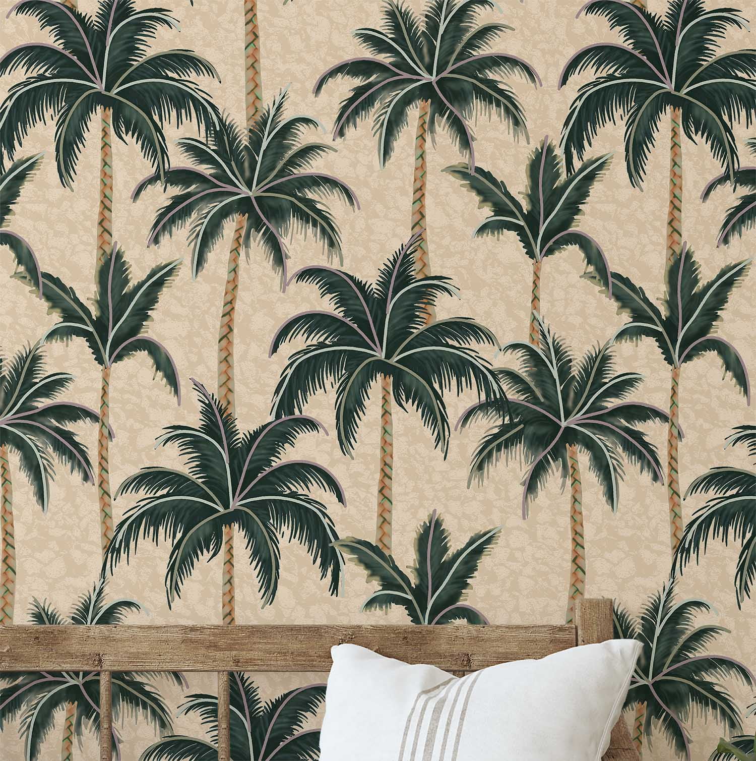 S4Sassy Palm Tree Wallpaper - Teal Wall Covering, 25" X 60" Self