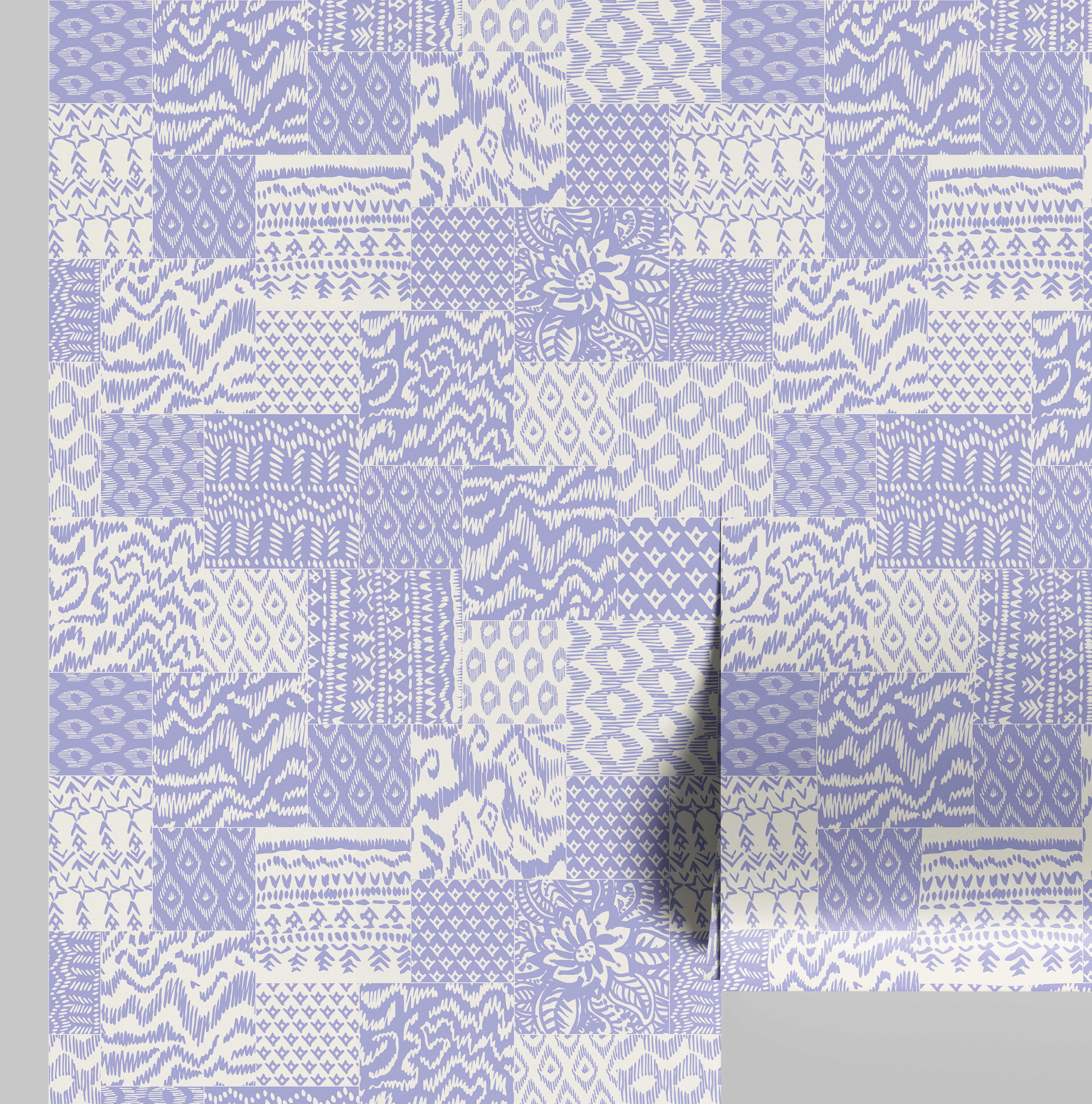 S4Sassy Patchwork Wallpaper - Purple Walls Covering, 25" x 120" Self-Adhesive Vinyl Wall Paper, Wallwrap, Easy DIY Walls Covering For Boho aesthetic wall decor, Living Room, Living Spaces
