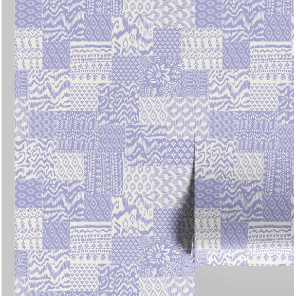S4Sassy Patchwork Wallpaper - Purple Walls Covering, 25" x 60" Self-Adhesive Vinyl Wall Paper, Wallwrap, Easy DIY Walls Covering For Boho aesthetic wall decor, Living Room, Living Spaces